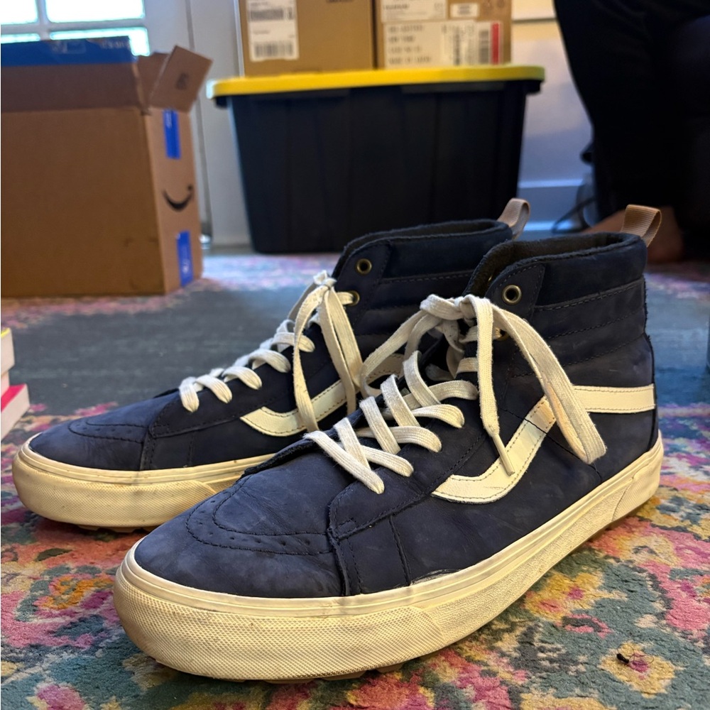 Men's Navy and White High-Top Sneakers